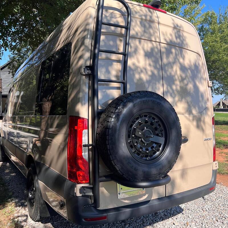 custom paint color sprinter tire and ladder rack